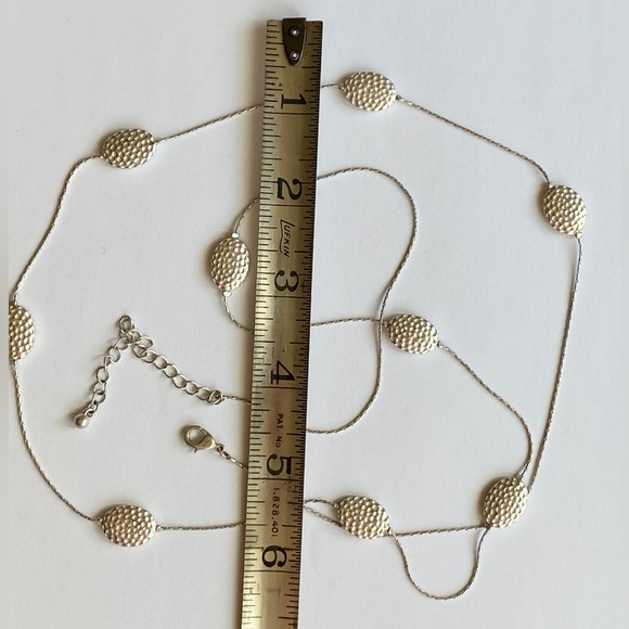 Long Silver Tone Chain Necklace with Large Silver Tone Beads - Picture 4 of 5